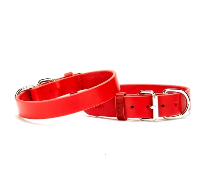Deri El Yapımı Köpek Boyun Tasması 1,5x32-37 cm Kırmızı