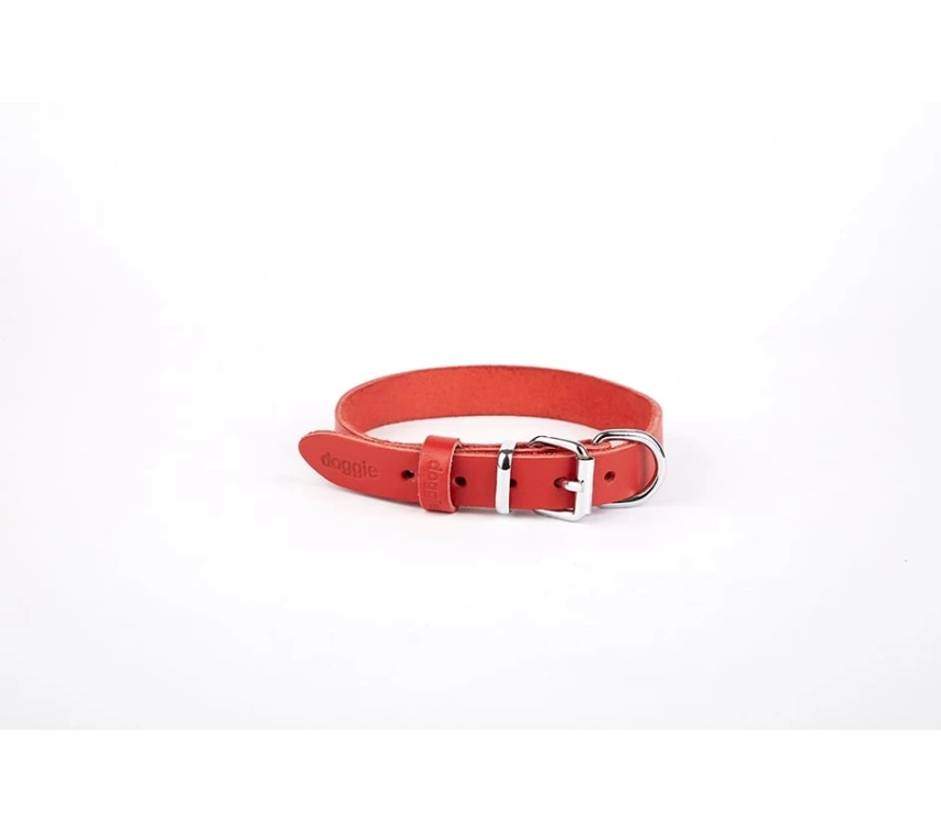 Deri El Yapımı Köpek Boyun Tasması 2x30-35 cm Kırmızı