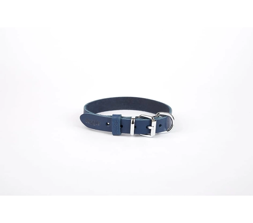 Deri El Yapımı Köpek Boyun Tasması 2x30-35 cm Mavi