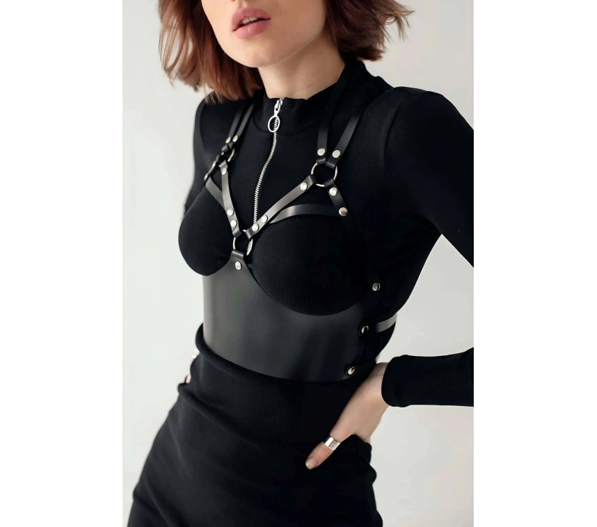 Deri Harness Büstiyer, Şık Deri Korse - Brf872
