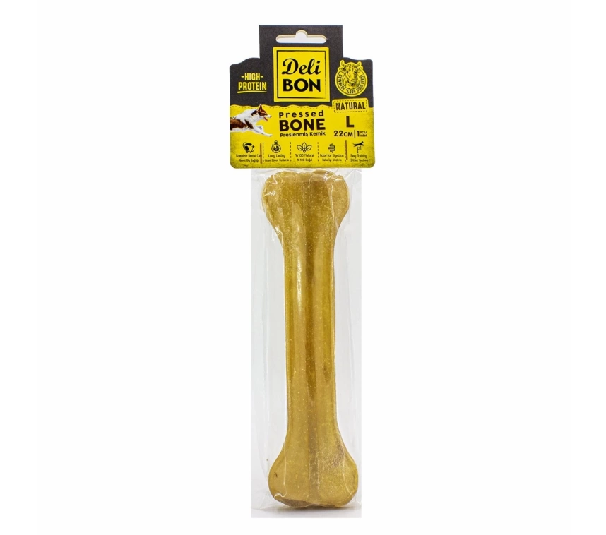 Deri Köpek Çiğneti Pres Kemik 1x22cm Natural