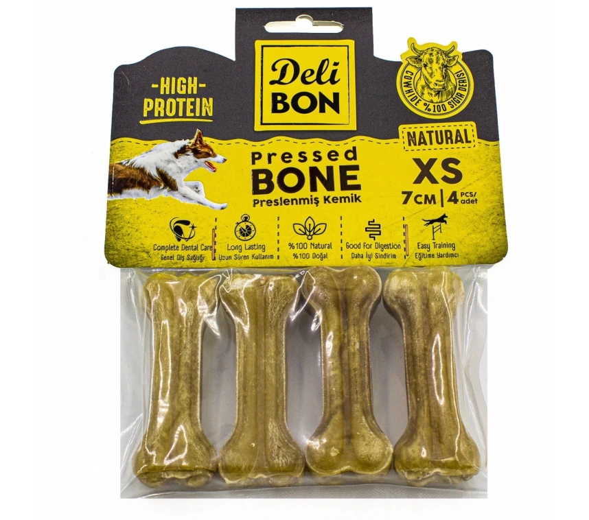 Deri Köpek Çiğneti Pres Kemik 4x7cm Natural