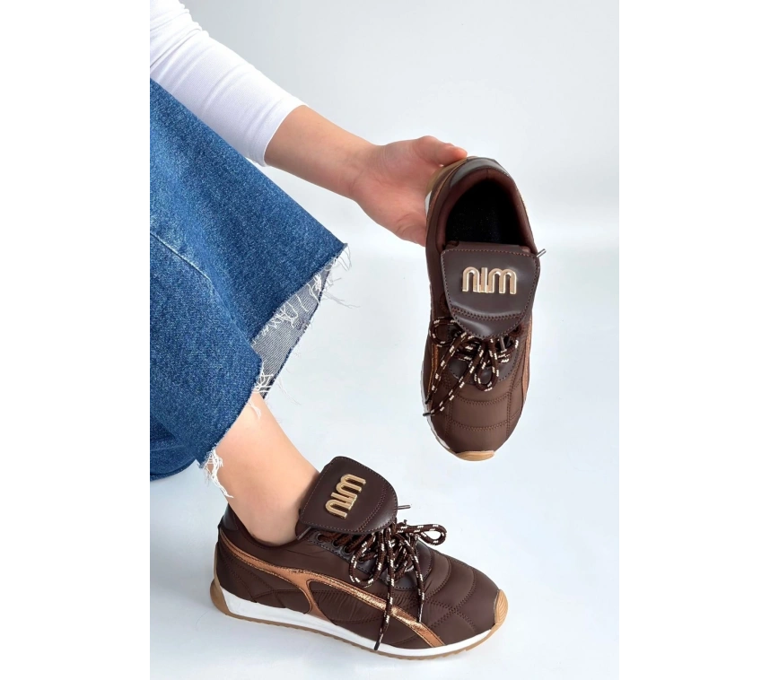 Dissa Kahverengi Cilt Bağcıklı Paraşüt Detaylı Spor Ayakkabı