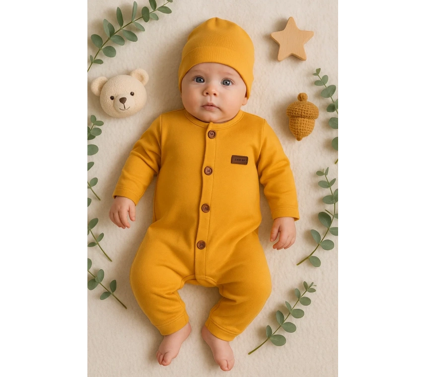 Düğmeli Önden Açık İnterlok Tulum