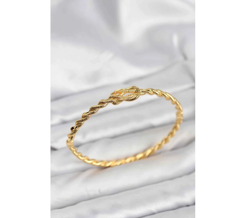 Düğüm Model Pirinç Gold Renk Kadın Kelepçe Bileklik