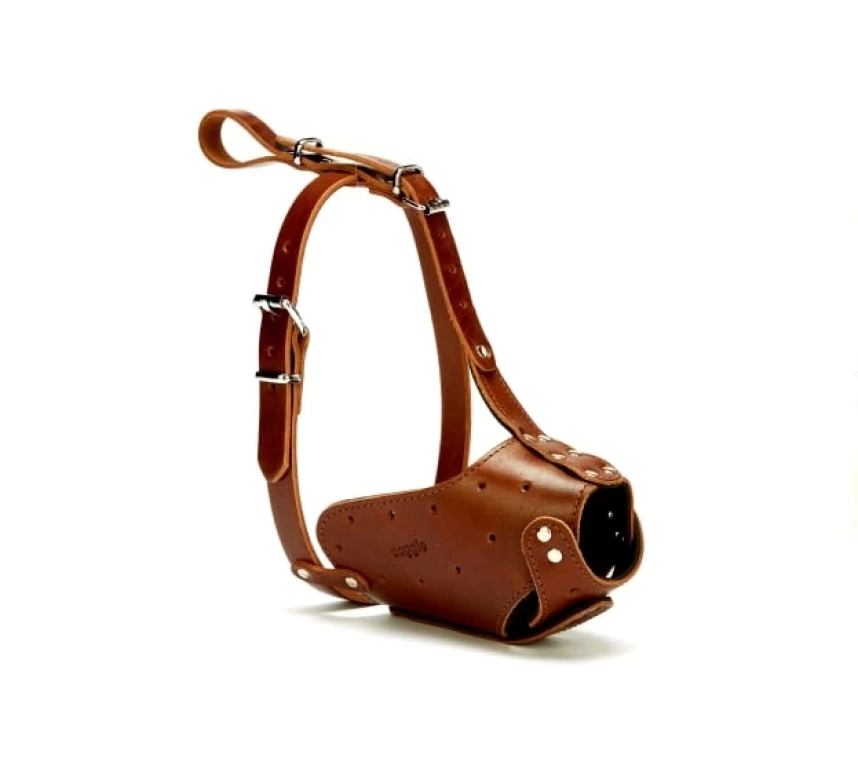 Eğitim Serisi Deri El Yapımı Uzun Burunlu Köpek Ağızlığı 2x55 cm Kahverengi