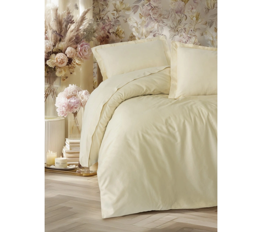 Elegant Bej Çift Kişilik Saten Nev Takımı