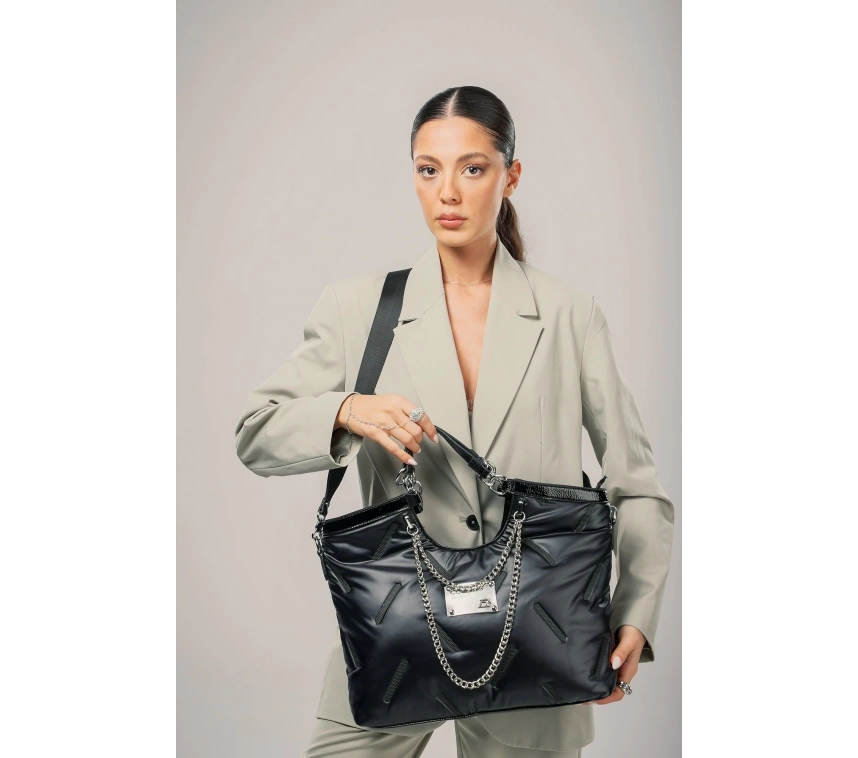 Enya Siyah Cilt Omuz Çantası