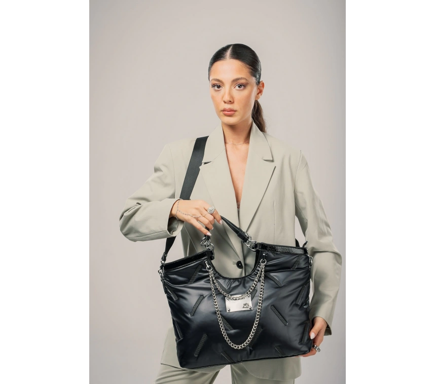 Enya Siyah Cilt Omuz Çantası