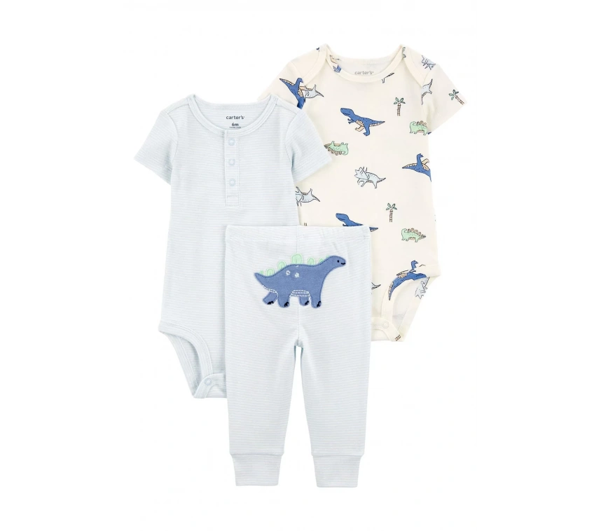 Erkek Bebek Body Pantolon Set 3lü Paket  Renkli