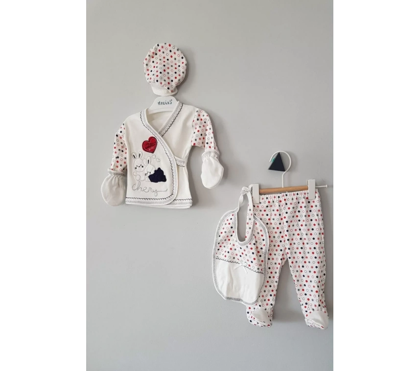 Erkek Bebek Kutulu Tavşan 5li Zıbın Seti