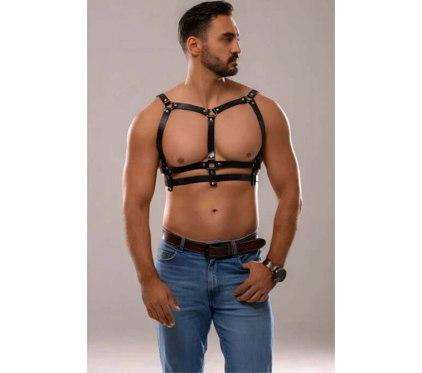 Erkek Deri Seksi Göğüs Harness - Brfm138