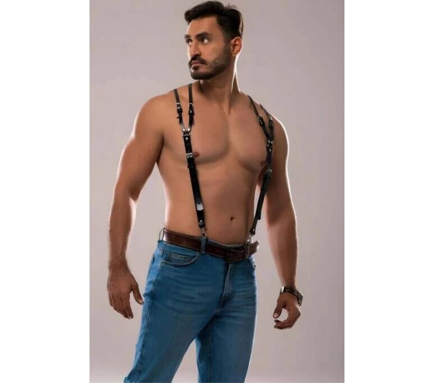 Erkek Omuzdsan Askılı Deri Harness - Brfm140