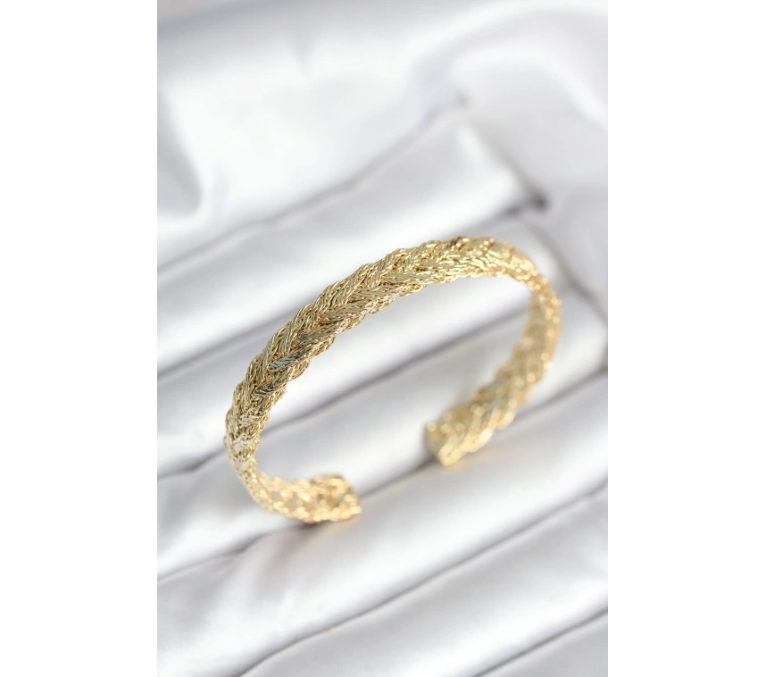 Ezme Zincir Model Gold Renk Kadın Bileklik