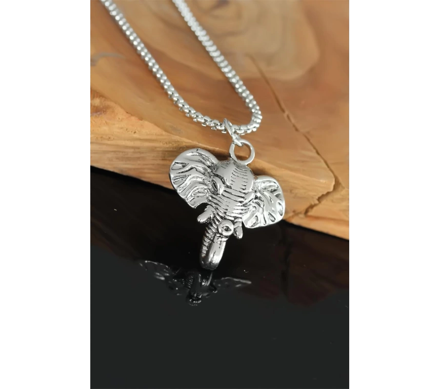 Fil Tasarım Silver Renk Zincirli Erkek Kolye