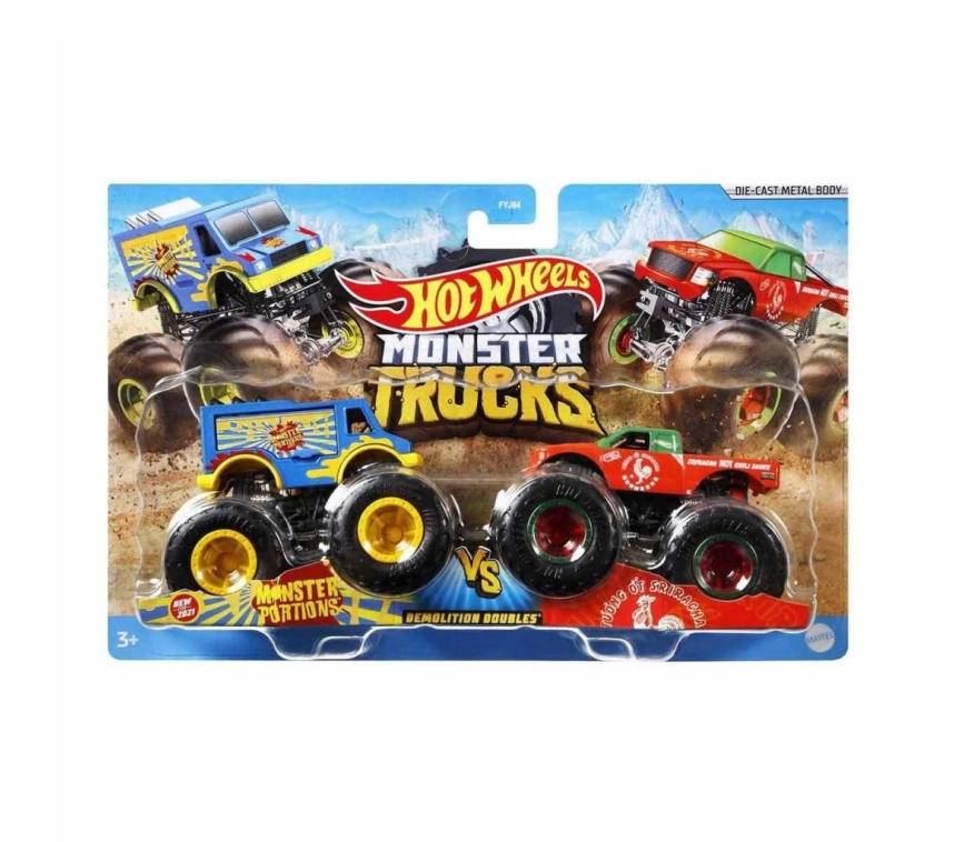 FYJ64 Hot Wheels Monster Trucks Güçlü İkili 1:64 Arabalar