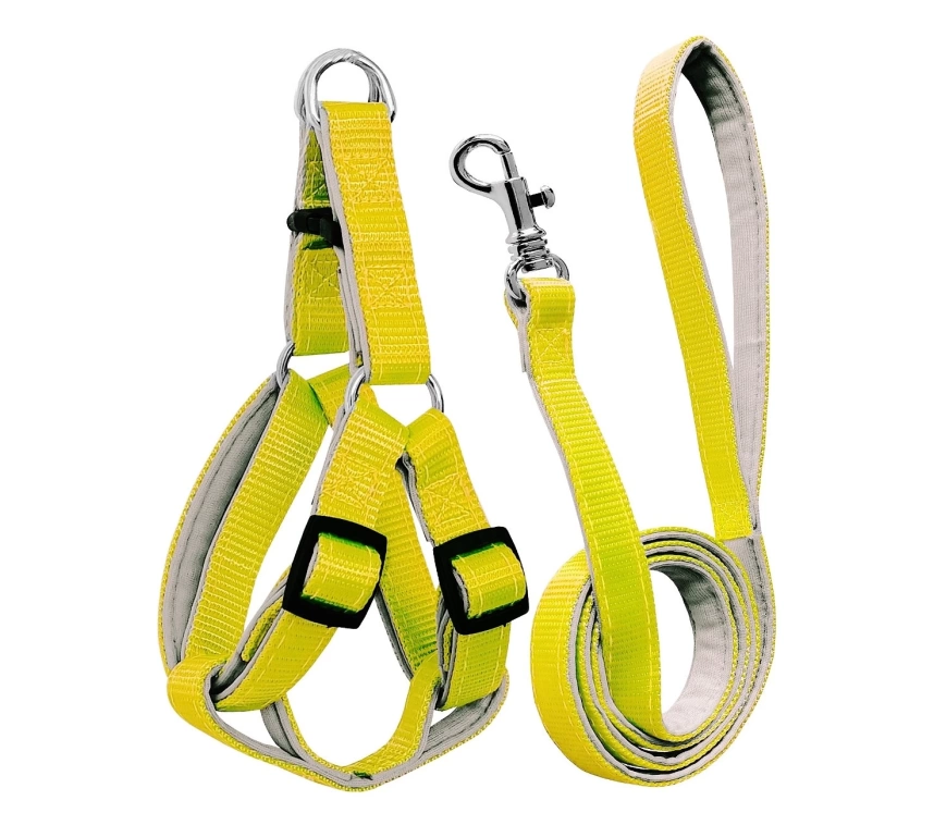 Gezdirme Kayışlı Dokuma Köpek Göğüs Tasma Seti 40*60-110 cm Sarı