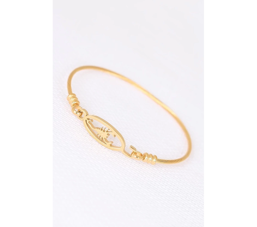 Gold Çelik Akrepli Erkek Kelepçe Bileklik