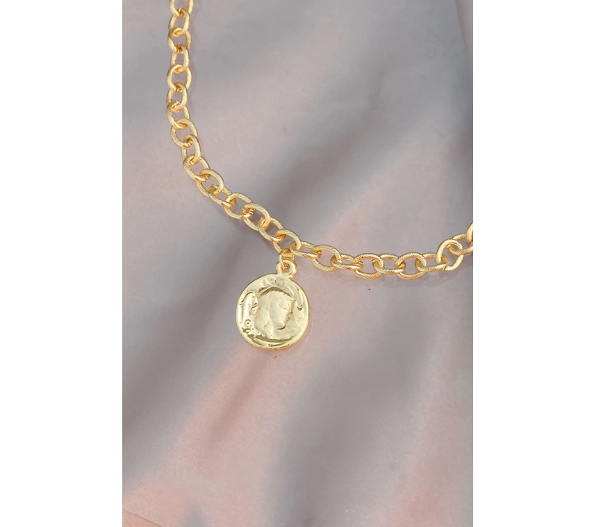 Gold Metal Zincirli Kadın Kolye