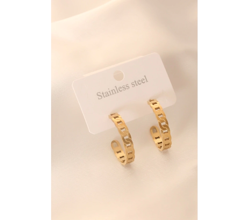 Gold Renk Halka Çelik Kadın Küpe