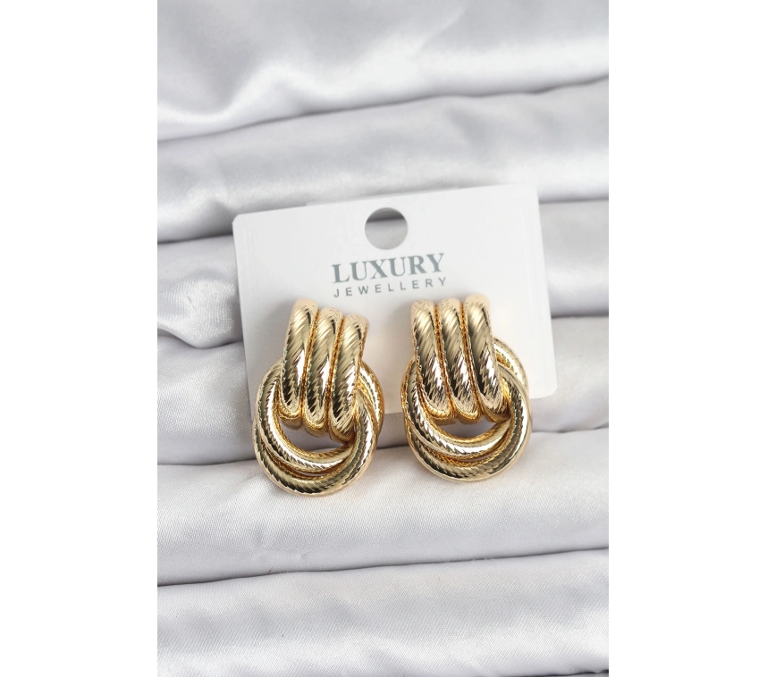 Gold Renk Halka Modelli Pirinç Kadın Küpe