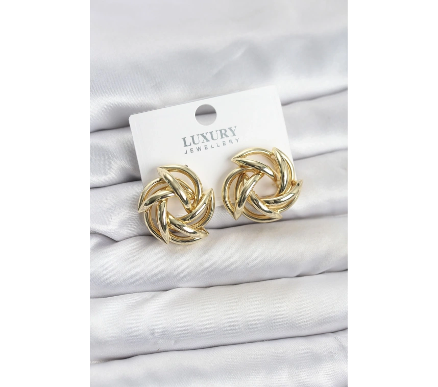 Gold Renk Pirinç Keskin Sarmal Model Kadın Küpe