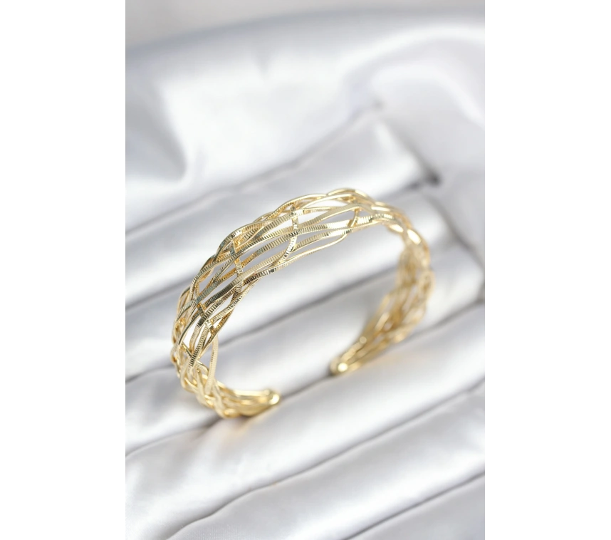 Gold Renk Pirinç Vintage Kadın Bileklik