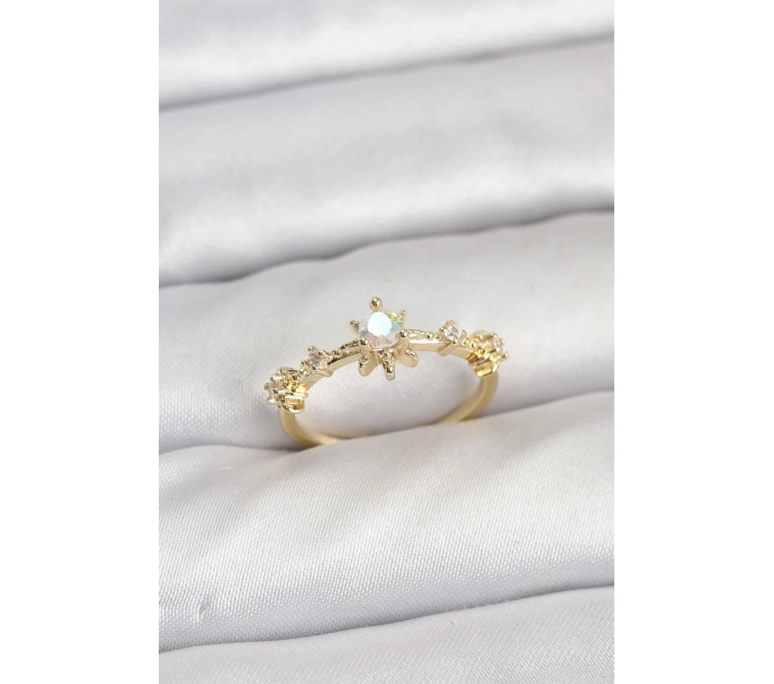 Gold Renk Pirinç Yıldız Model Kadın Yüzük