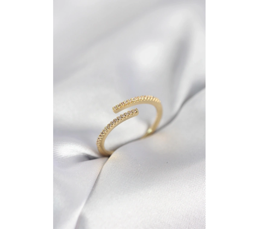 Gold Renk Zirkon Taşlı Yılan Tarz Kadın Yüzük