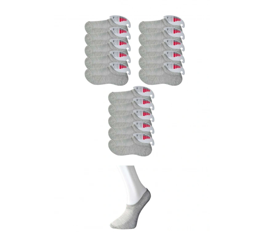 Gri Kadın Görünmez Çorap 15 Çift
