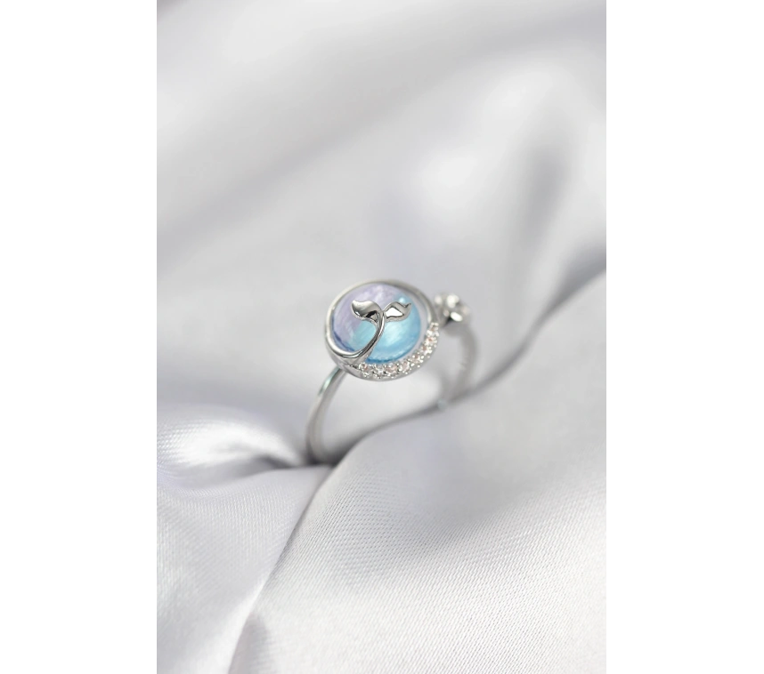 Gümüş Renk Balık Kuyruğu Okyanus Model Kadın Yüzük