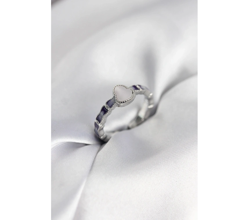 Gümüş Renk Mineli Su Kabağı Model Kadın Yüzük