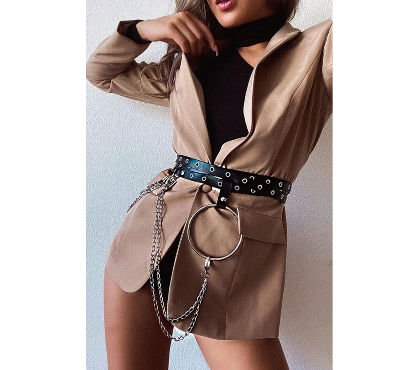 Halka Ve Zincir Detaylı Deri Şık Kemer - Brf621