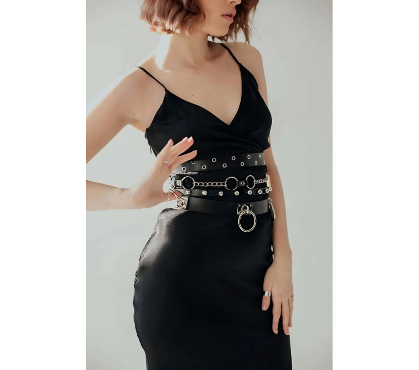 Halka Ve Zincir Detaylı Şık Deri Kemer - Brf825