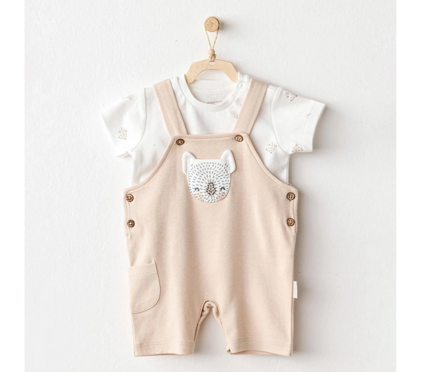 Happy Animals Bebek Salopet Takım Beige