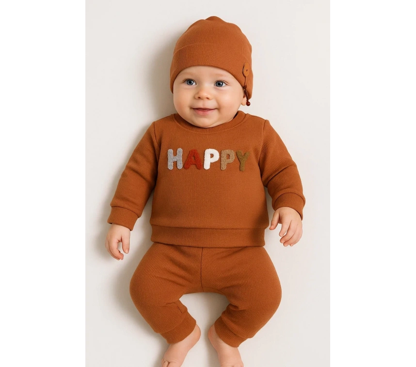 Happy Nakışlı 2li Pamuklu Erkek Bebek Takım