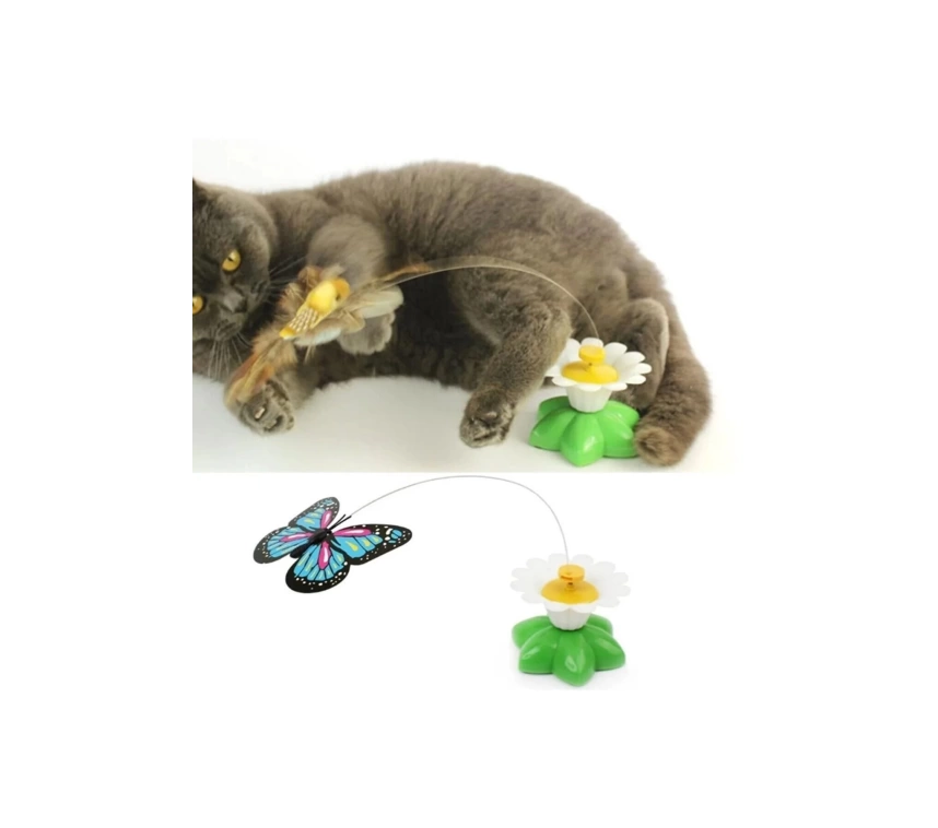 Hareketli Pilli Dönen Kelebek Kedi Oyuncağı 6 cm