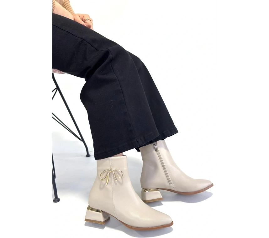 Harly Bej Cilt Topuklu Bot