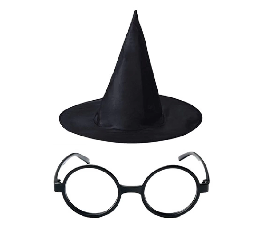 Harry Potter Büyücü Şapkası ve Harry Potter Büyücü Gözlüğü Siyah Renk