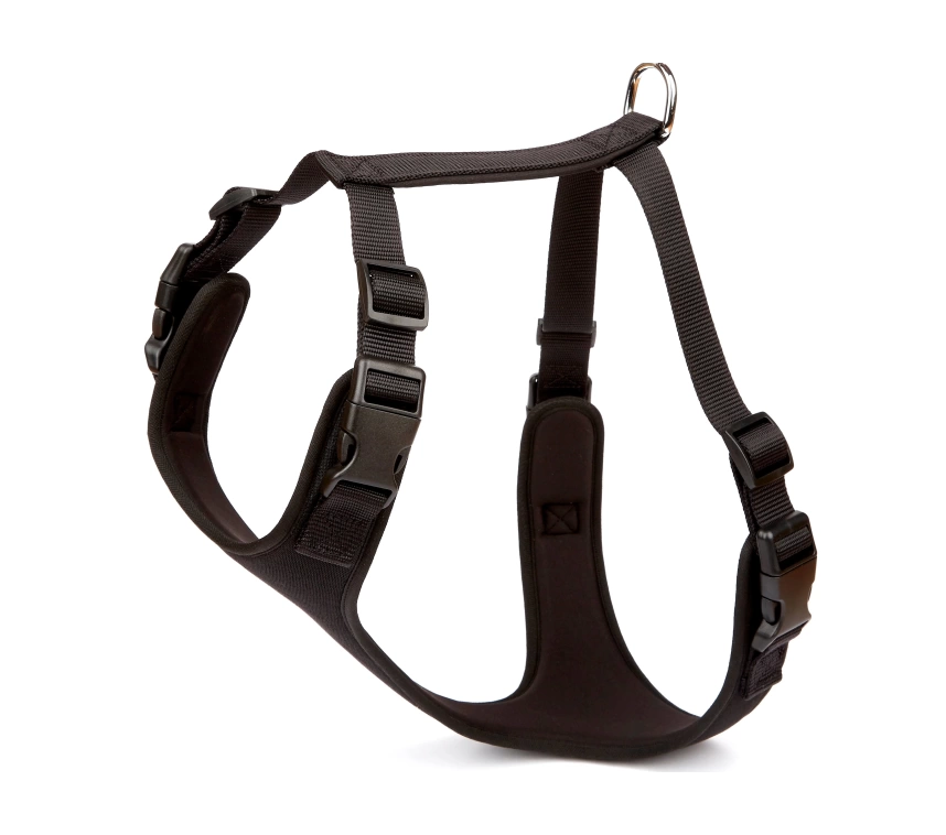 Havalı Ped Dokuma Köpek Göğüs Tasması 70/95 cm Siyah