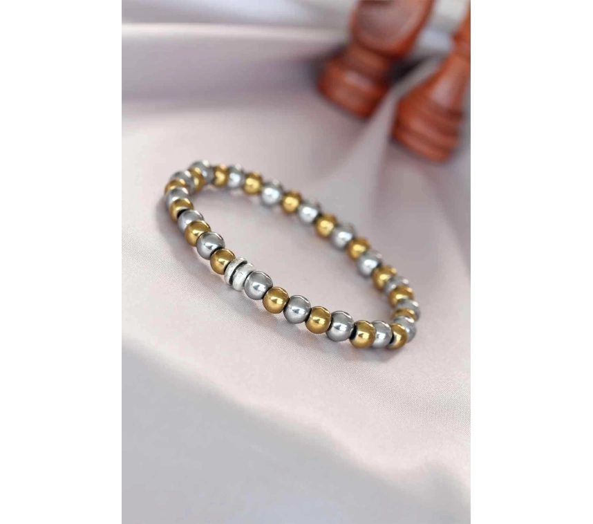 Hematit Silver Gold Renk Doğal Taş Erkek Bileklik
