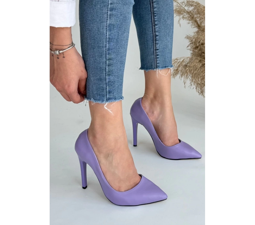 Hillar Lila Cilt Stiletto Ayakkabı