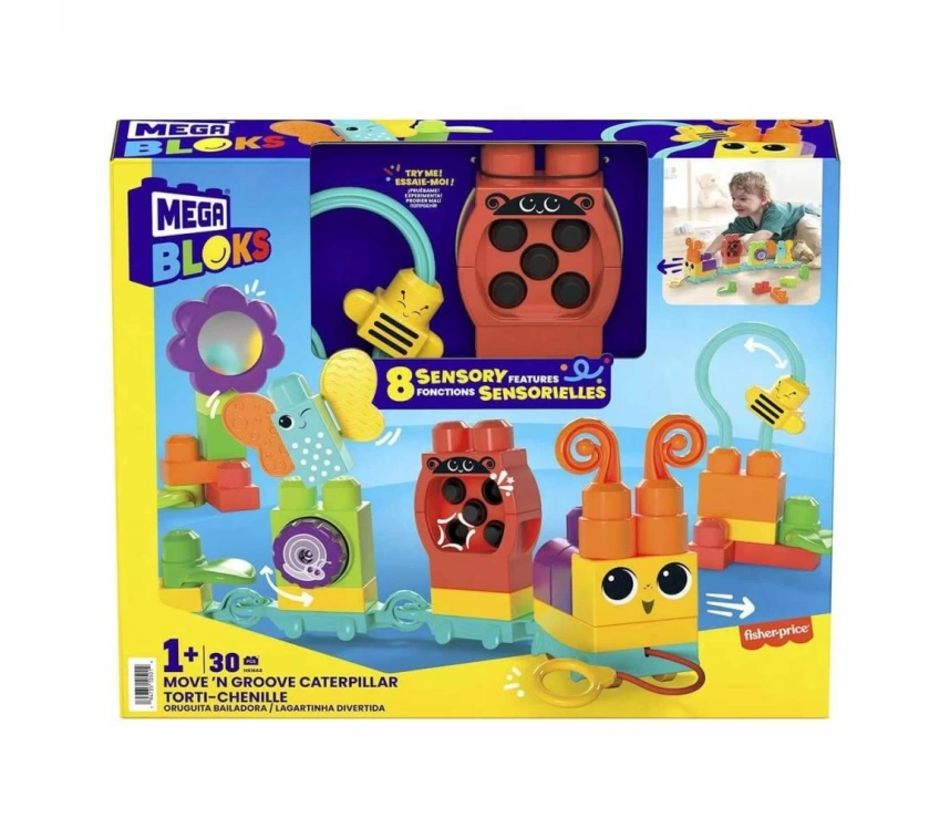 HKN44 MEGA BLOKS® Hareketli Duyusal Gelişim Tırtılı 30 parça +1 yaş