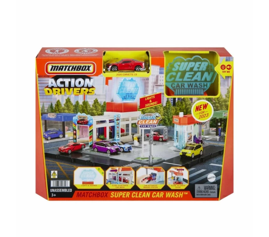 HNJ54 Matchbox Aksiyon Sürücüleri Süper Oto Yıkama Oyun Seti