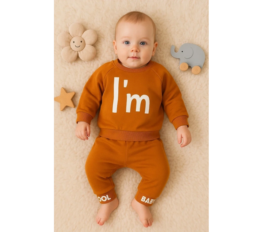 Im Cool Desenli Pamuklu 2li Erkek Bebek Takımı