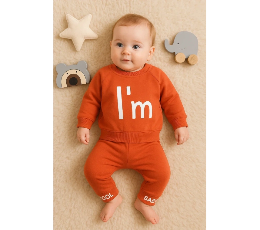 Im Cool Desenli Pamuklu 2li Kız Bebek Takımı