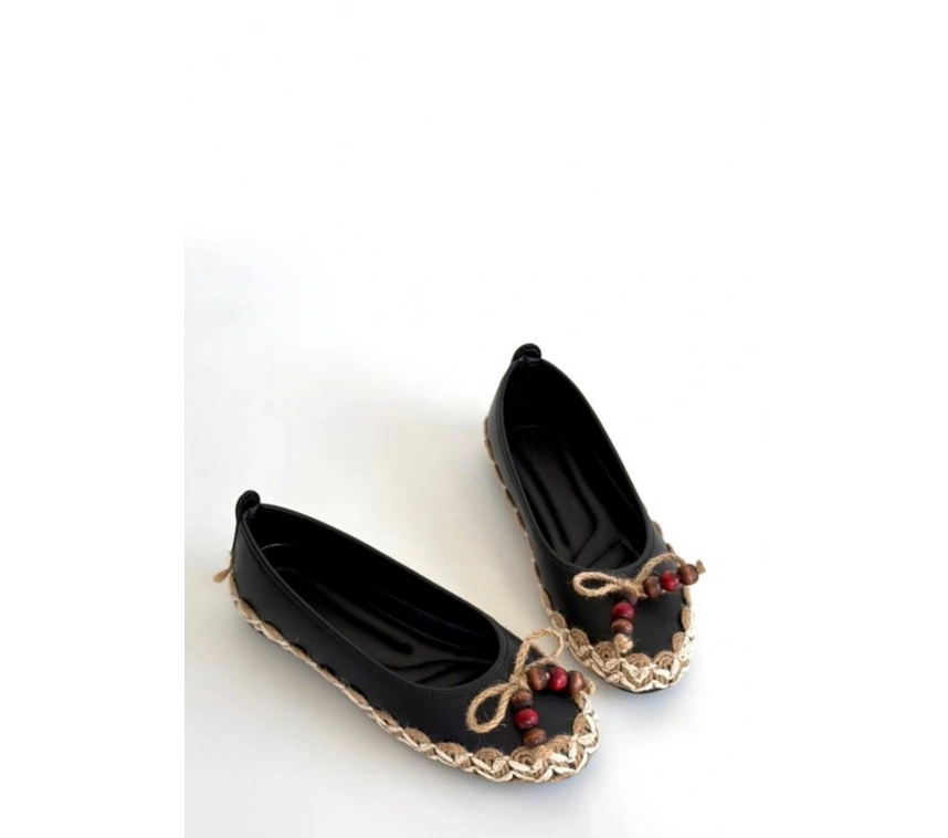 Ilwe Siyah Cilt Babet Ayakkabı