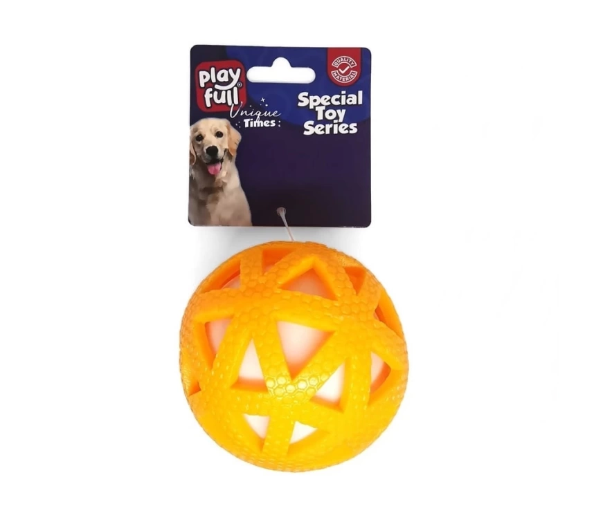 Işıklı Üçgen Desenli Plastik Top Köpek Oyuncağı 7,5 Cm Sarı