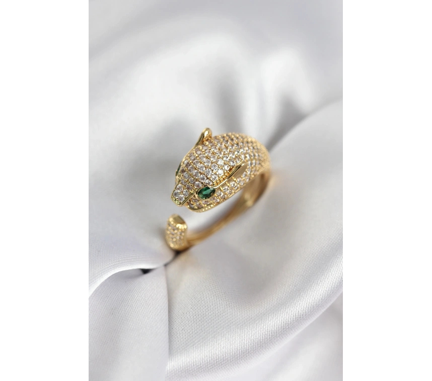 Jaguar Model Gold Renk Zirkon Taşlı Kadın Yüzük