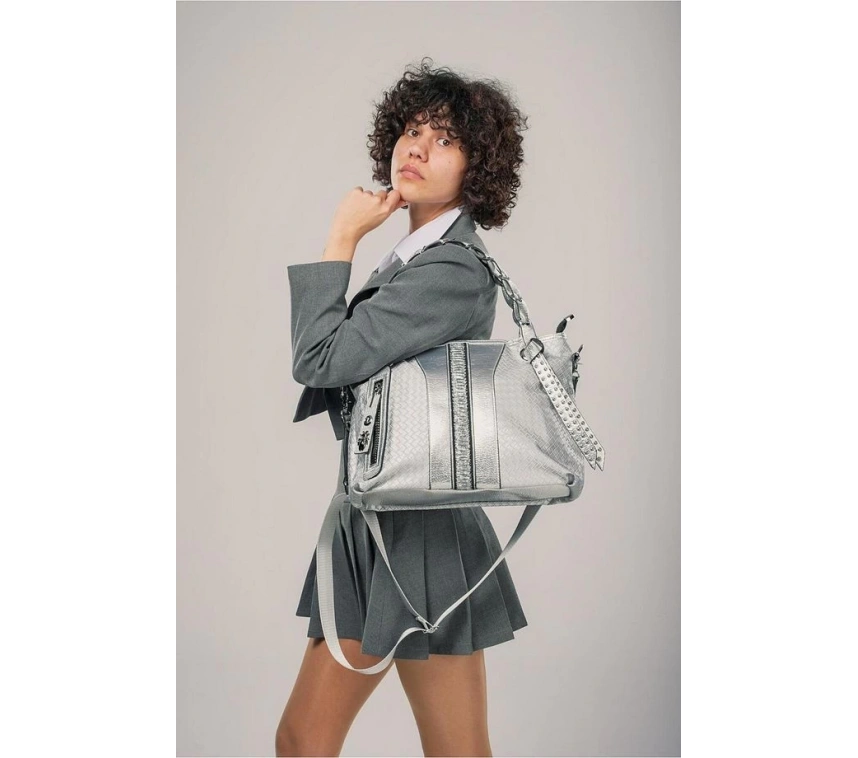 Jaxe Gri Cilt Omuz Çantası